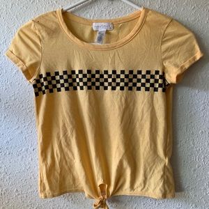 Yellow and black checker crop top